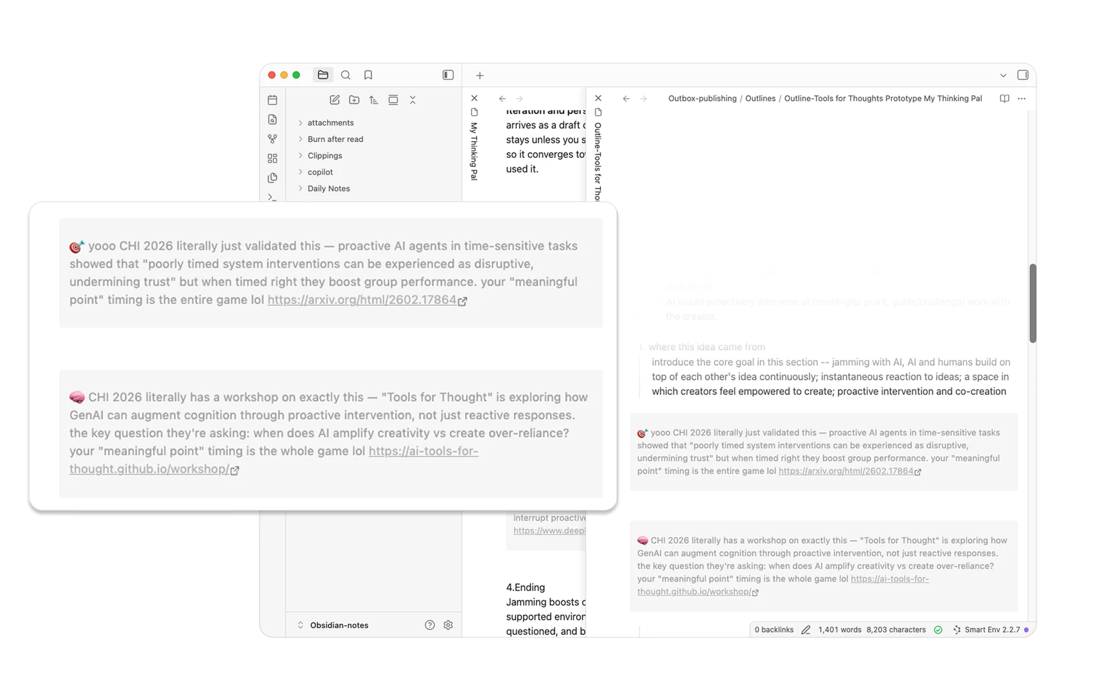 Obsidian Genie plugin commenting in the margin of a note